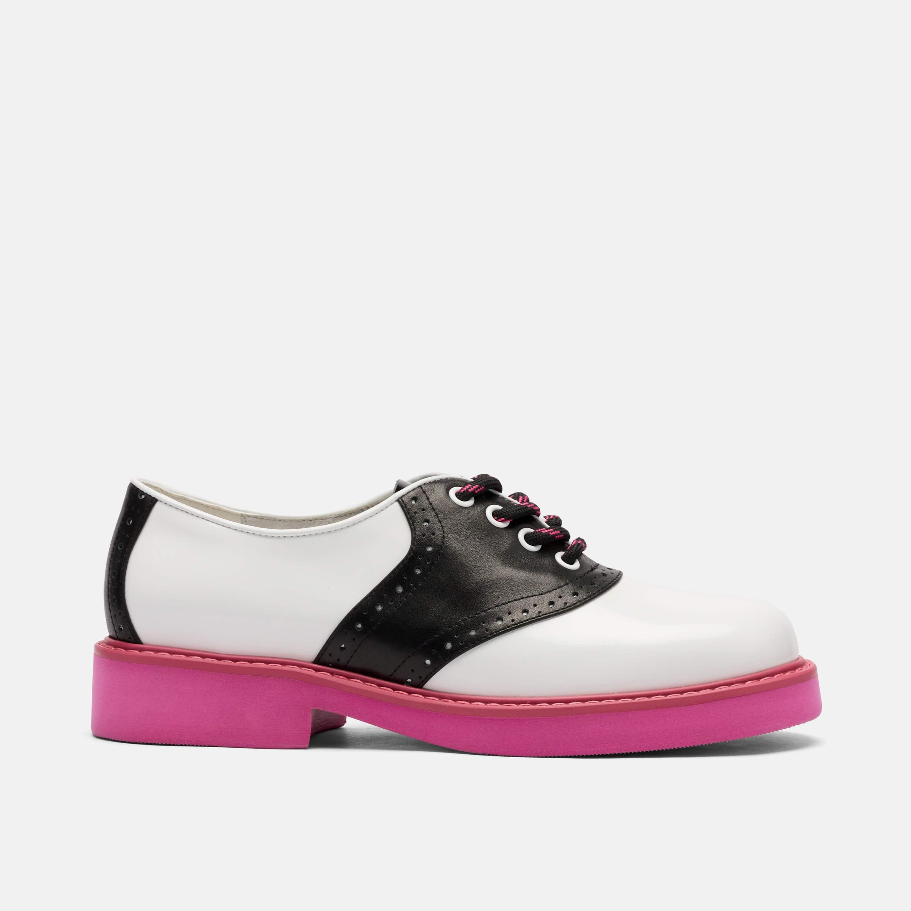 MARC NOLAN Demi Calf Leather Lug Oxfords, Main, color, White/Black