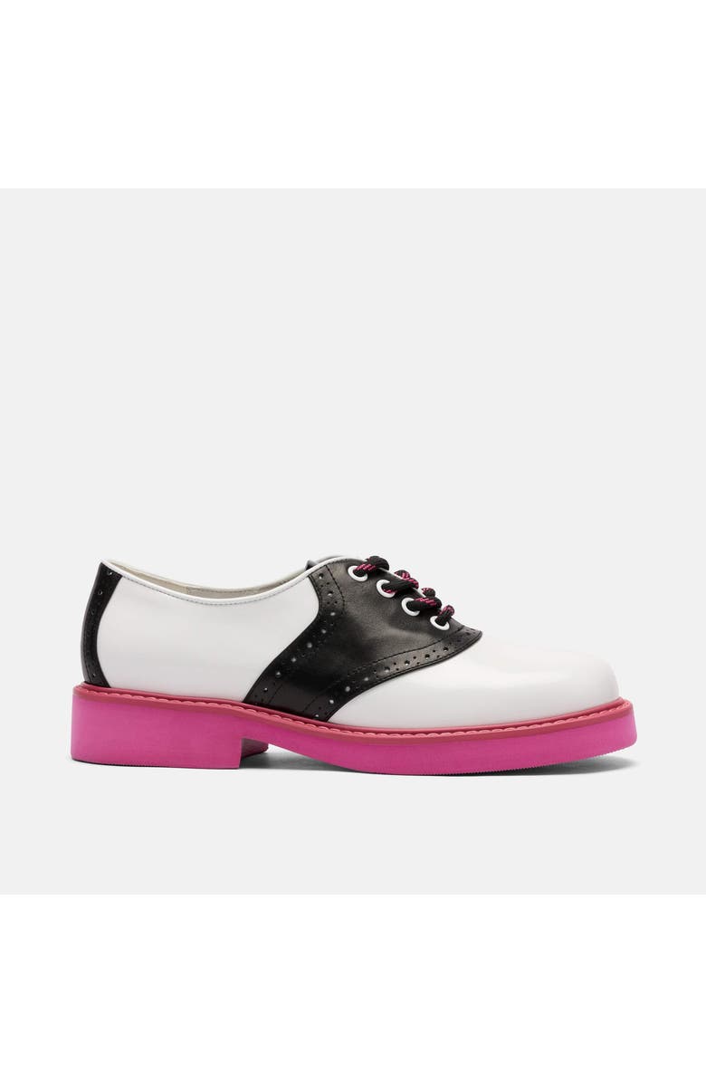 MARC NOLAN Demi Calf Leather Lug Oxfords, Main, color, White/Black