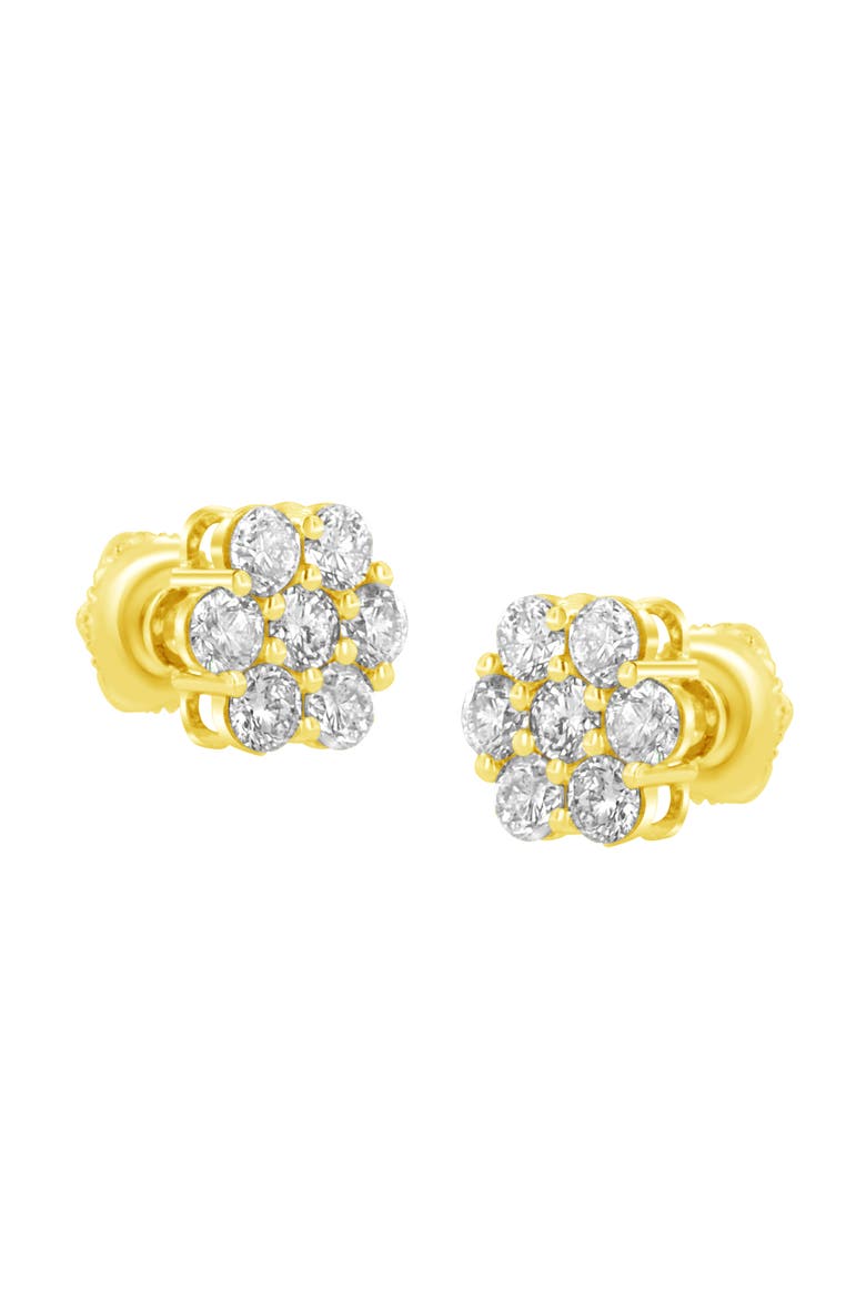 14K Yellow Gold 1.0 Ct Diamond Flower Earring, Alternate, color, Yellow