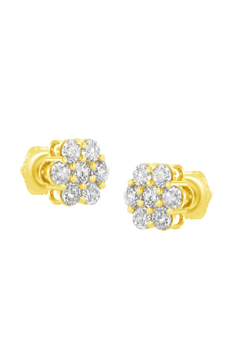 Haus of Brilliance 14K Yellow Gold 1.0 Ct Diamond Flower Earring, Alternate, color, Yellow