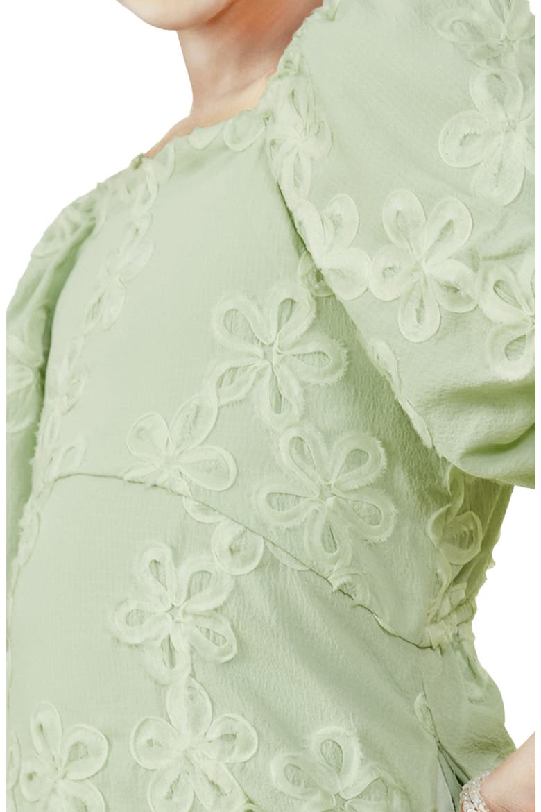 Kids' Textured Puff Sleeve Dress, Alternate, color, SAGE