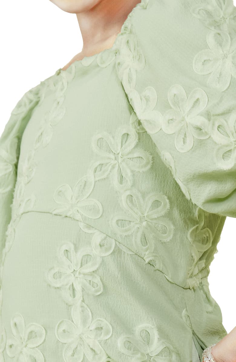 Hayden Girls Kids' Textured Puff Sleeve Dress, Alternate, color, Sage