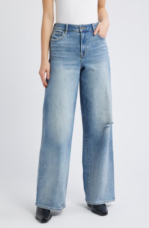 Ripped High Waist Wide Leg Jeans