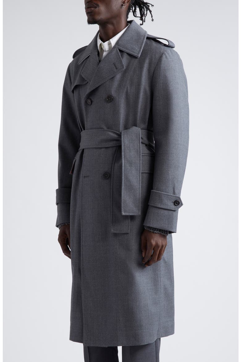 Unstructured Wool Blend Twill Trench Coat, Alternate, color, MEDIUM GREY