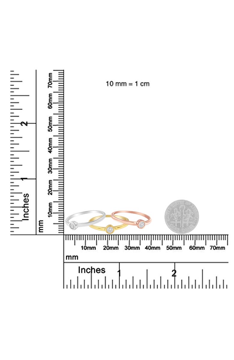 Haus of Brilliance Tri-Color 14K Gold Plated Silver 1/6 Cttw Diamond Stacking Promise Ring Set, Alternate, color, Yellow Gold Over Silver