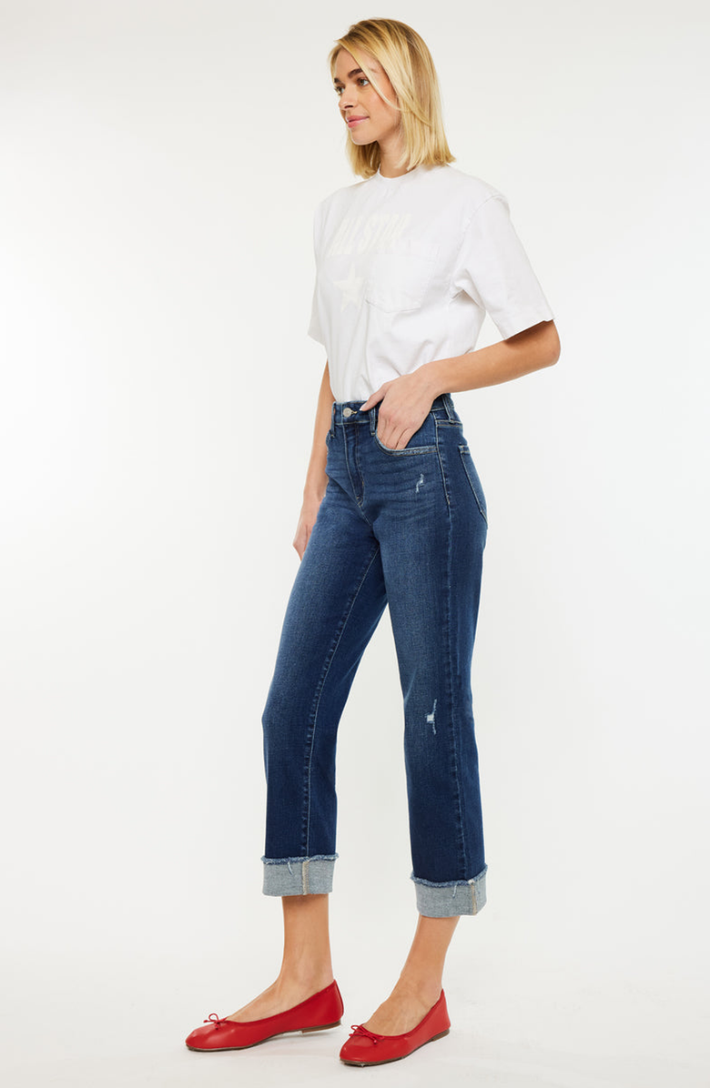 KanCan Irma High Rise Cropped Straight Leg Jeans, Alternate, color, Dark Wash