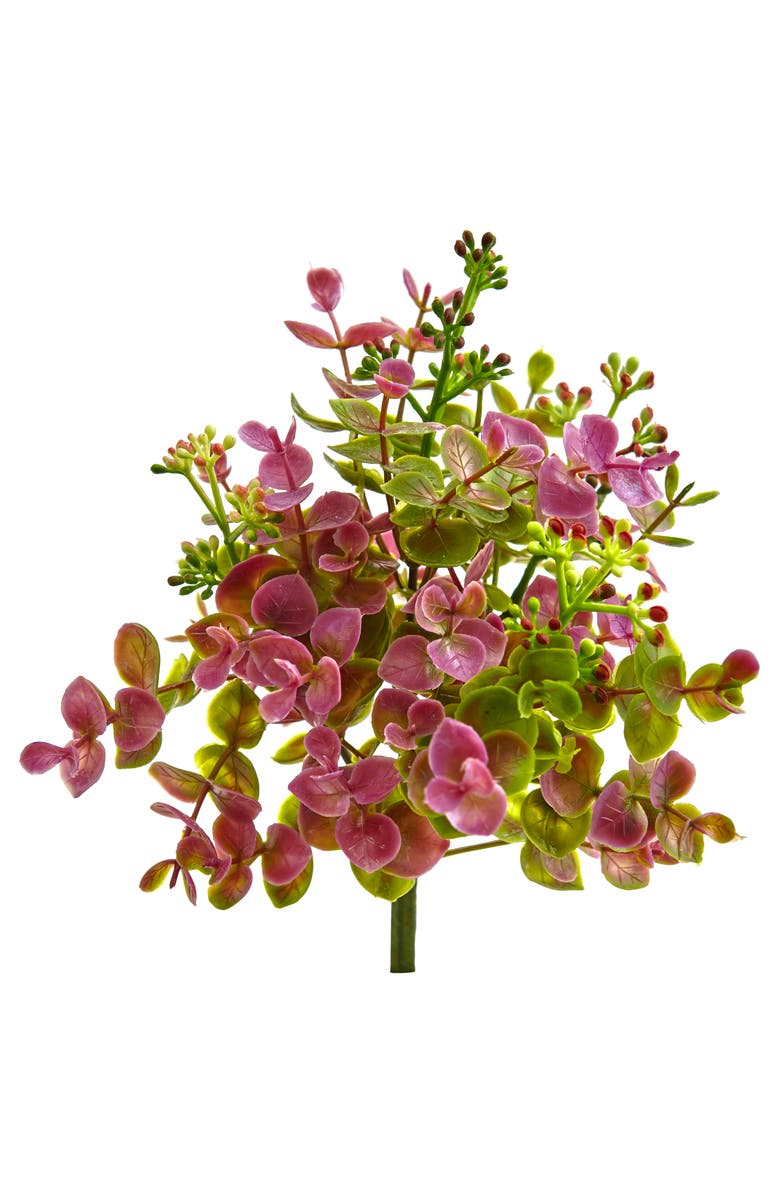 NEARLY NATURAL 8-in Eucalyptus and Sedum Artificial Plant, Main, color, Pink