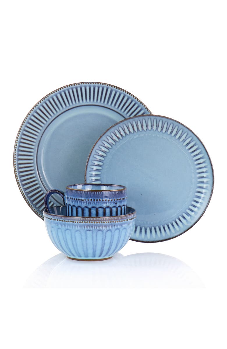 Gibson Elite Mendocino 16 Piece Stoneware Dinnerware Set, Alternate, color, Blue