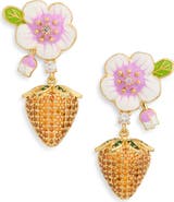 EYE CANDY LOS ANGELES Selene Cubic Zirconia Flower & Strawberry Drop Earrings