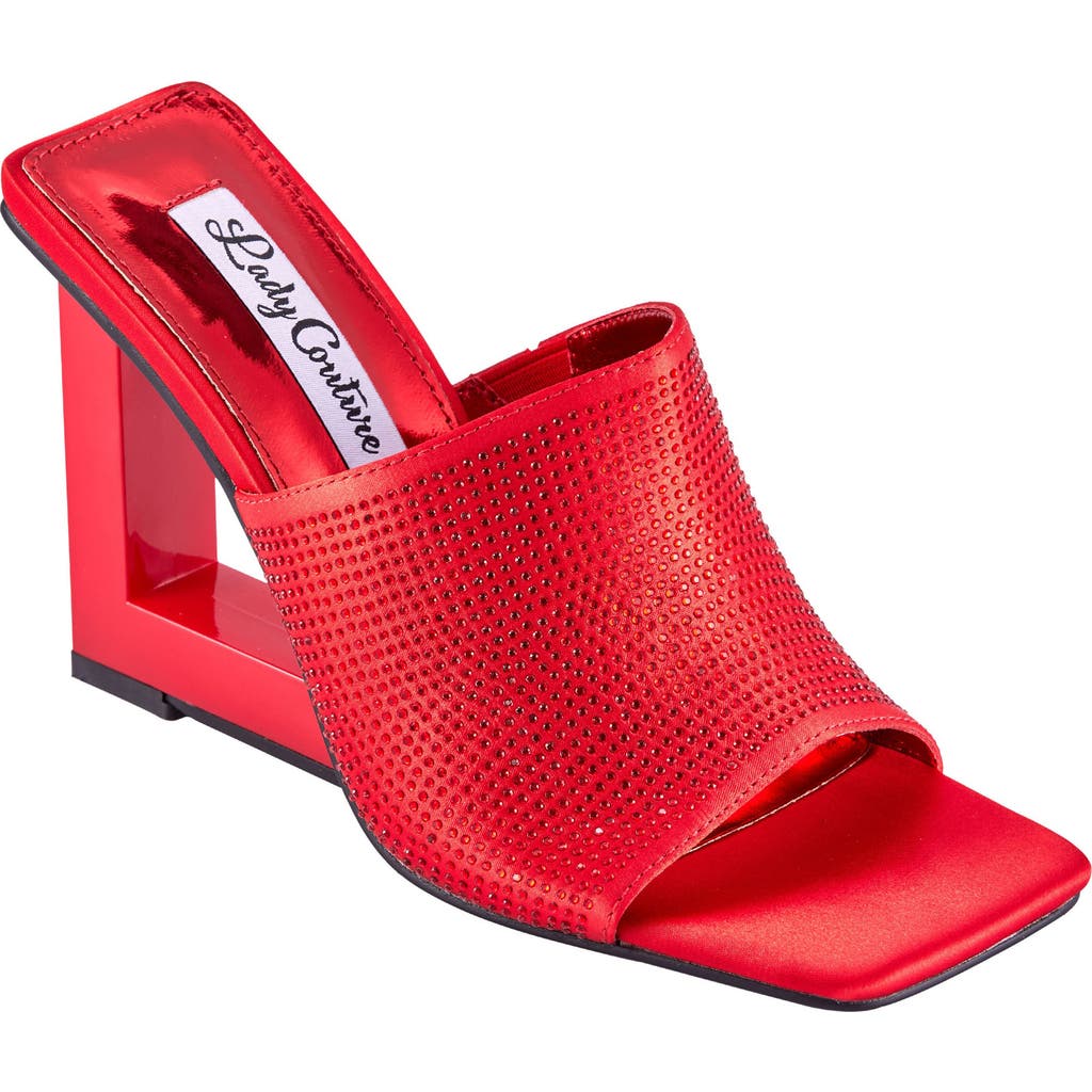 Shop Lady Couture Rhinestone Wedge Slide Sandal In Red