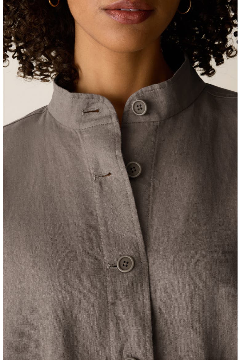 Stand Collar Organic Linen Jacket, Alternate, color, WALNUT