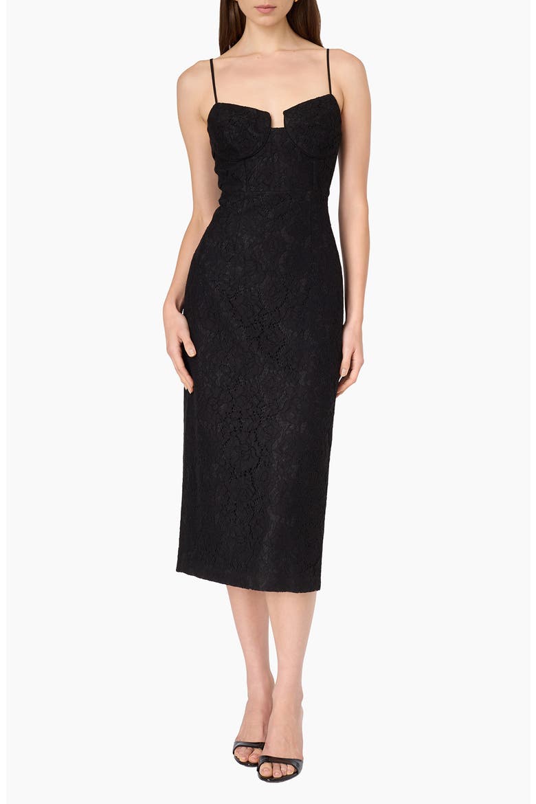 Sipsy Lace Midi Dress, Main, color, BLACK
