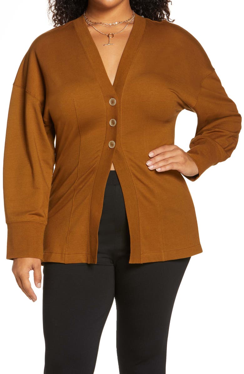 Open Edit Cotton Knit Cardigan, Main, color, 