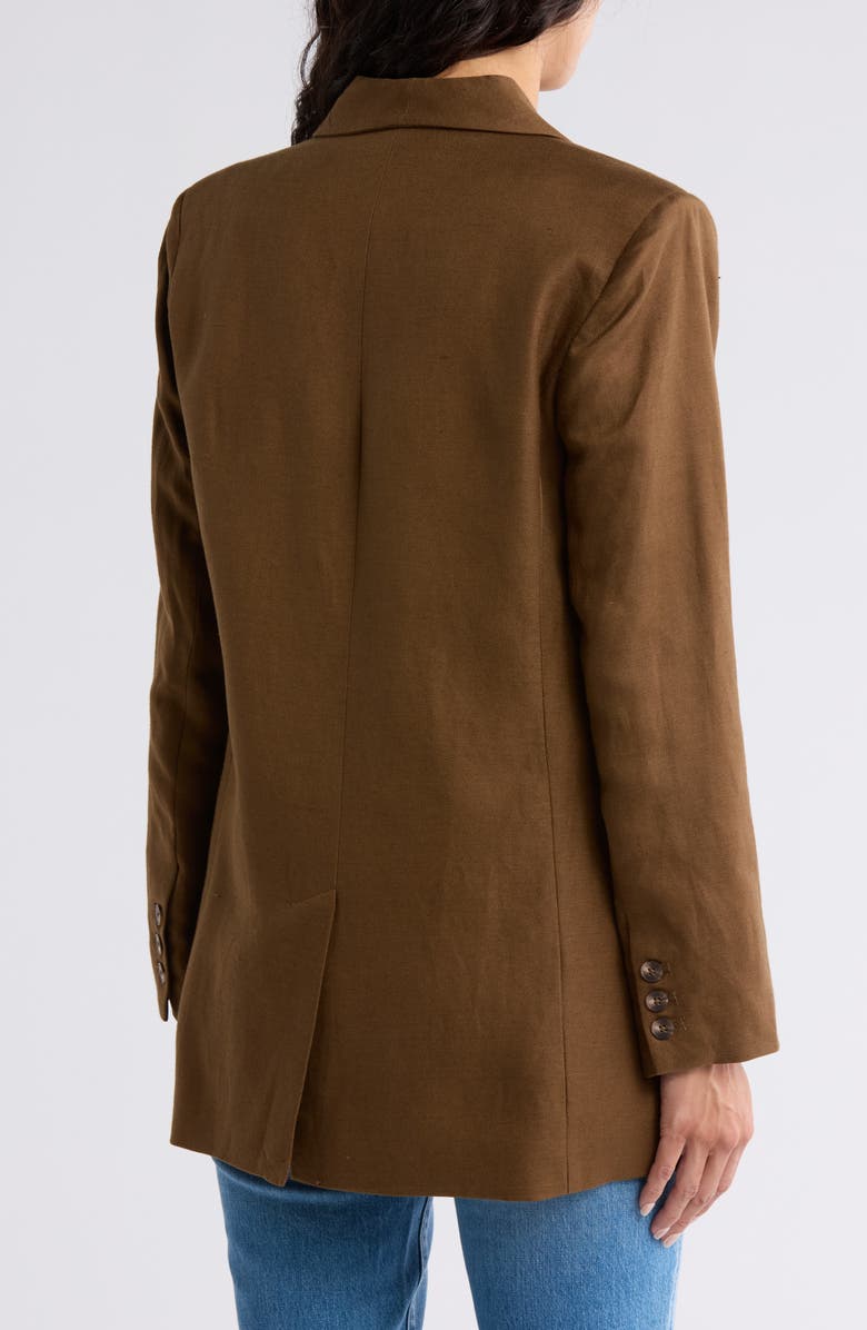 L'AGENCE Jayda Relaxed Fit Linen Blend Blazer, Alternate, color, Brown Olive