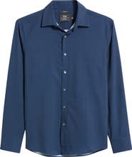 W.R.K Trim Fit Abstract Cube Print Performance Button-Up Shirt