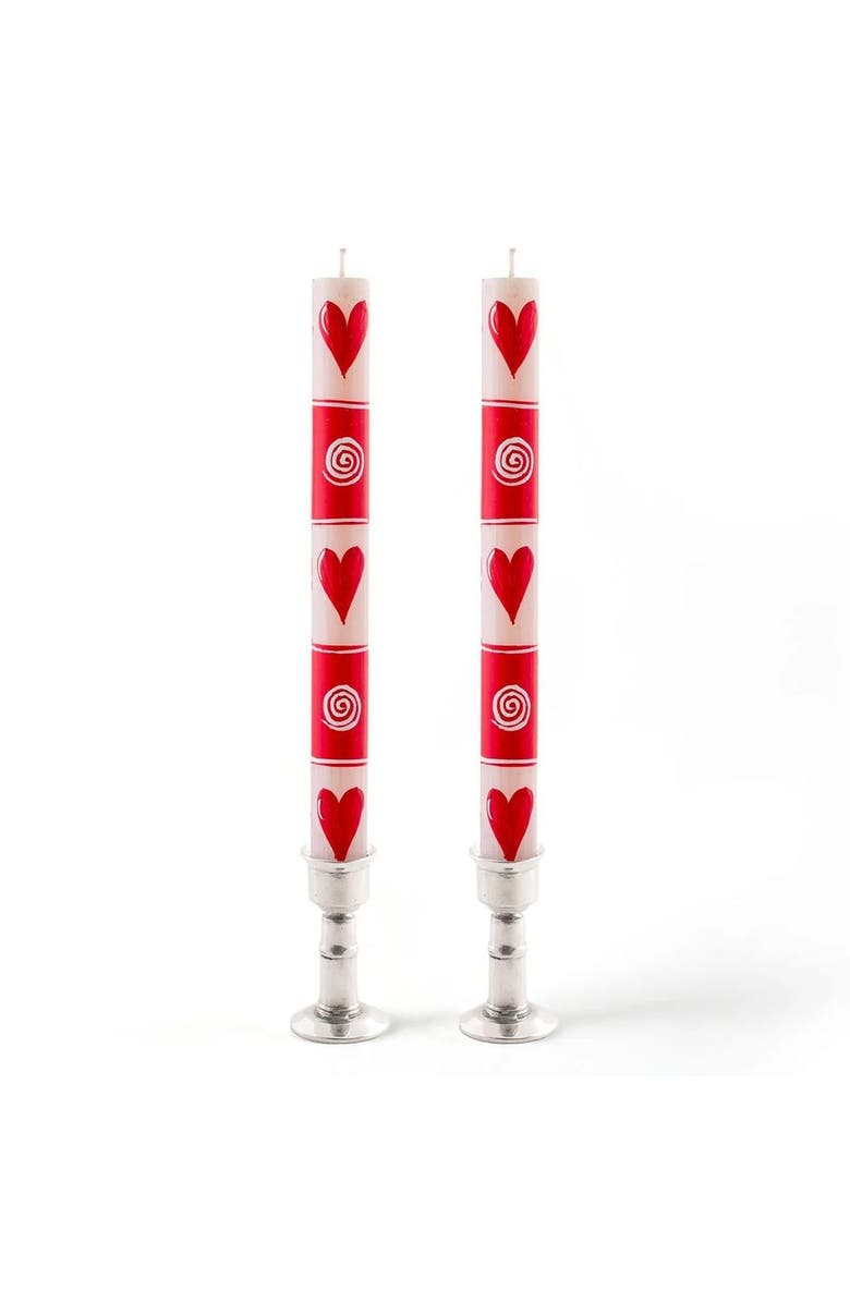 Thumbprint Artifacts Valentine's Day Painted Candles - Set of 2, Main, color, Valentine