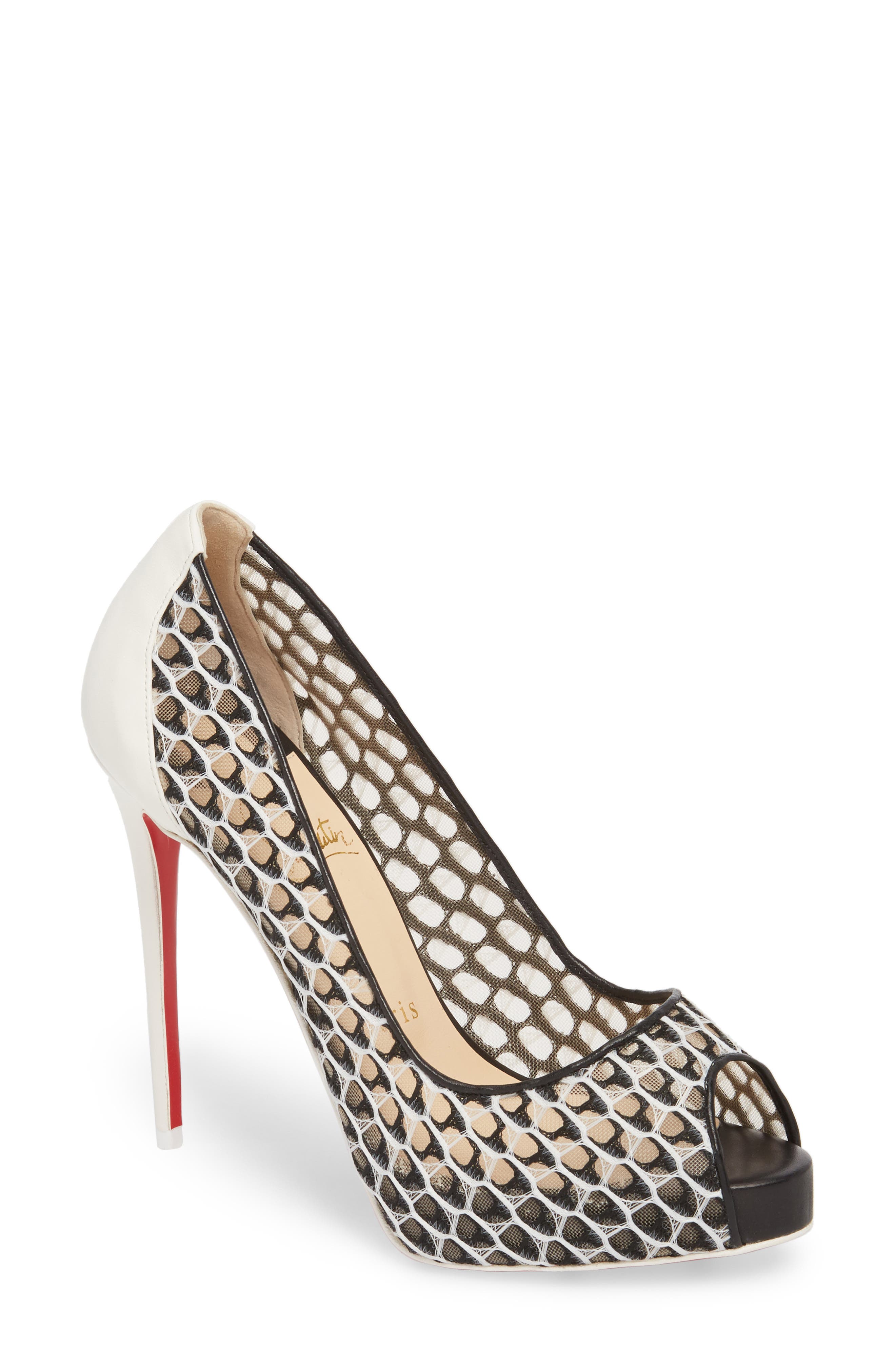 Christian Louboutin Very Lace Peep Toe Pump, Main, color, 