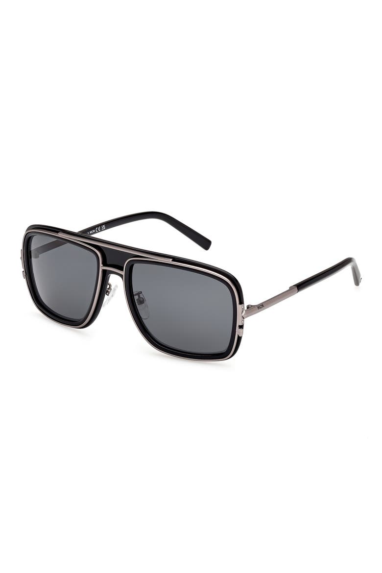 57mm Navigator Sunglasses, Alternate, color, SHINY BLACK / SMOKE