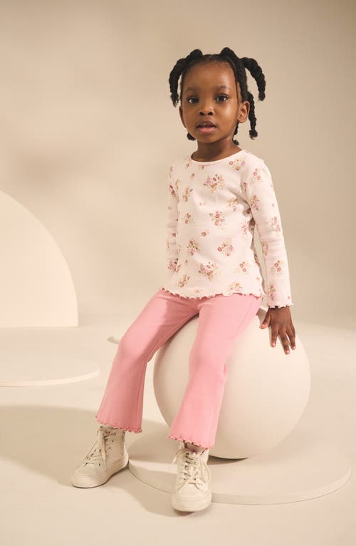 Next Kids' Floral Long Sleeve Cotton T-shirt & Flared Leggings Set In Pink
