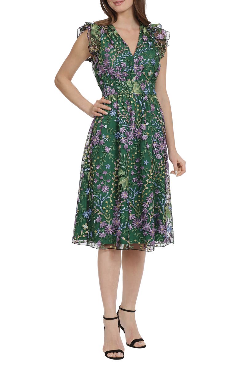 Maggy London Floral Embroidered Tulle Dress | Nordstromrack