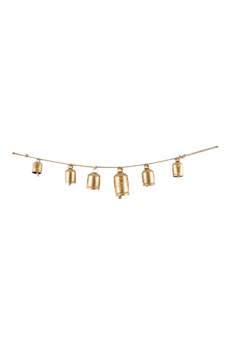Bohemian Metal Cow Bell Garland, Main, color, GOLD