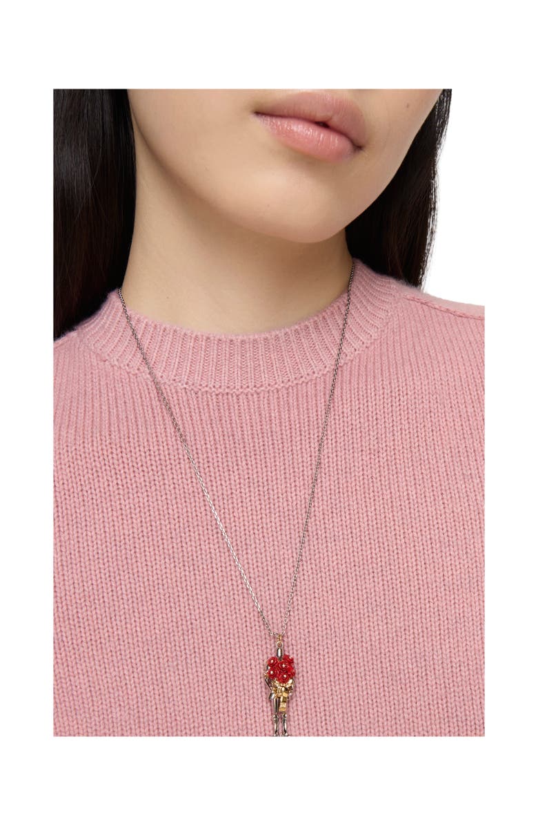 Burberry Knight Rose Charm Necklace, Alternate, color, Silver/Gold/Red
