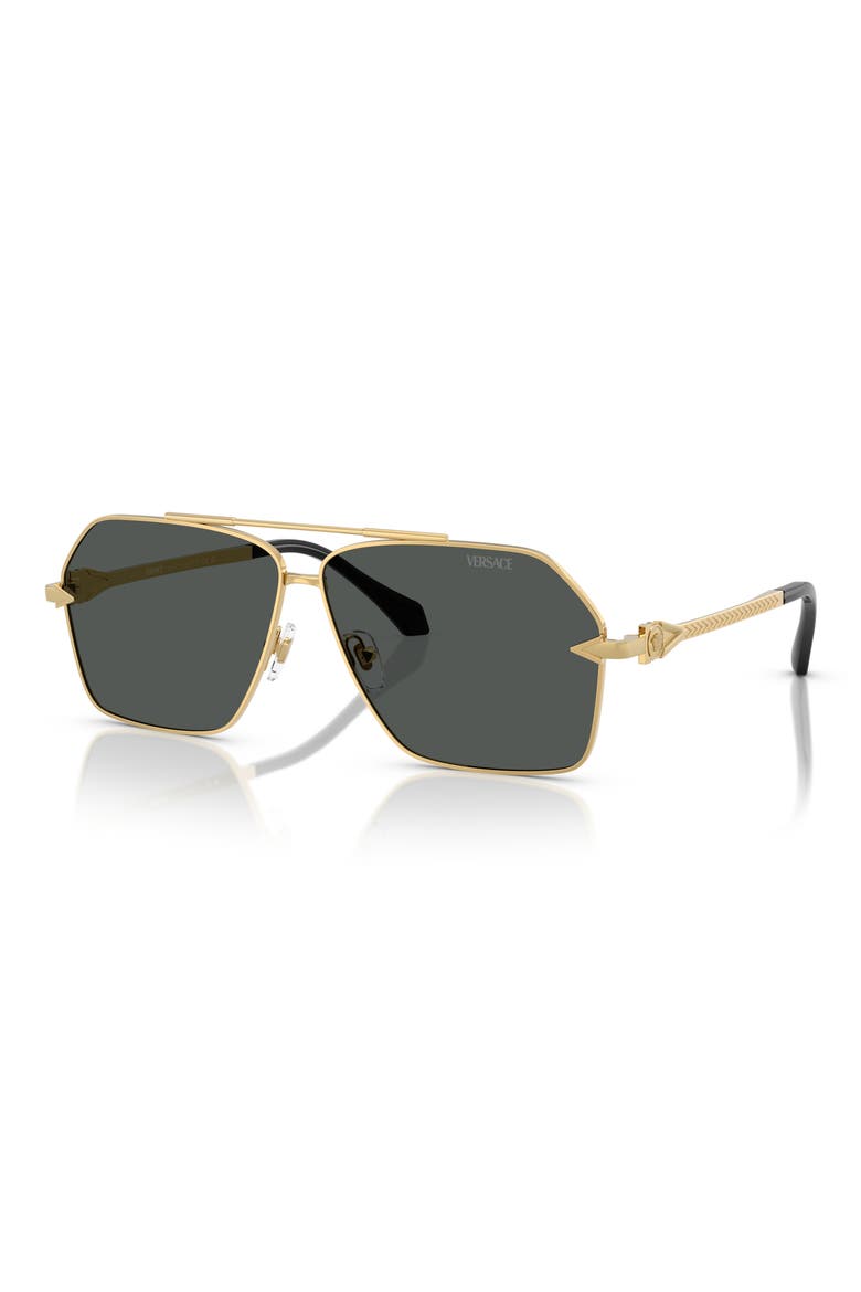 63mm Pilot Sunglasses, Alternate, color, GOLD