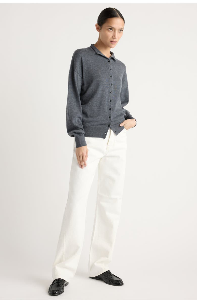 Modern Citizen Charlee Lightweight Wool Button Cardigan, Alternate, color, Heather Slate