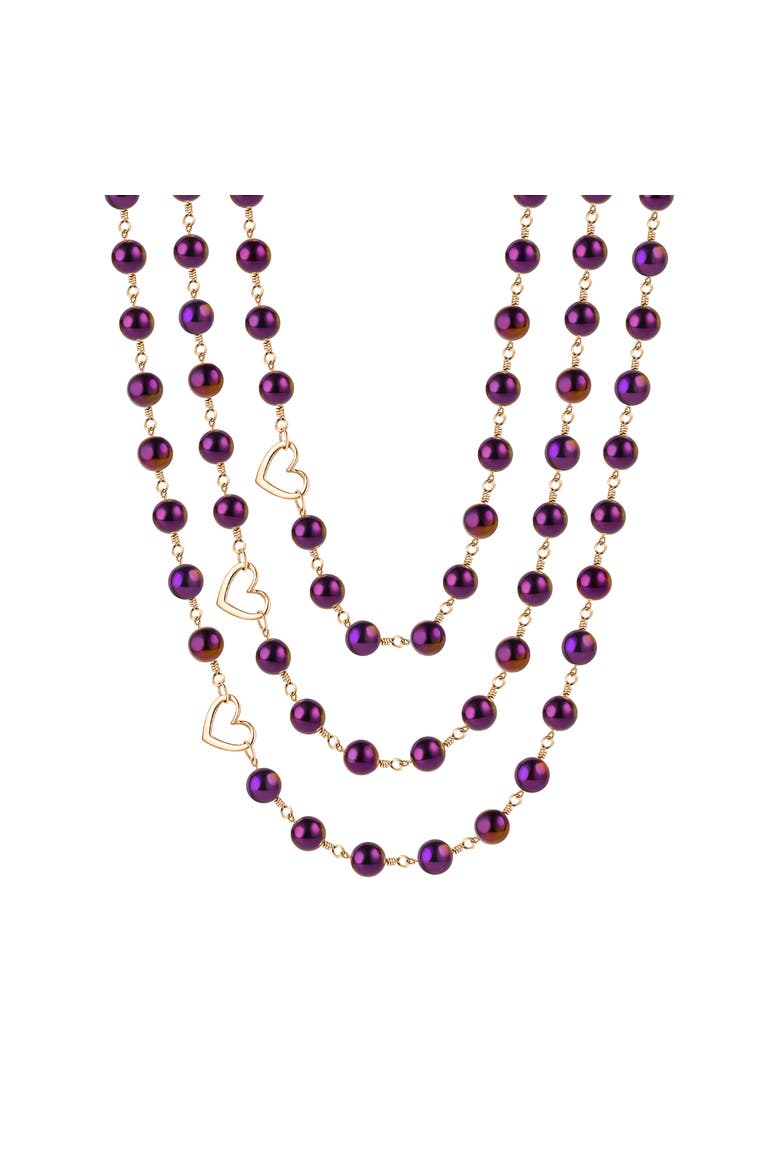 Violet Purple Hematite 3-Layer Necklace, Main, color, Purple