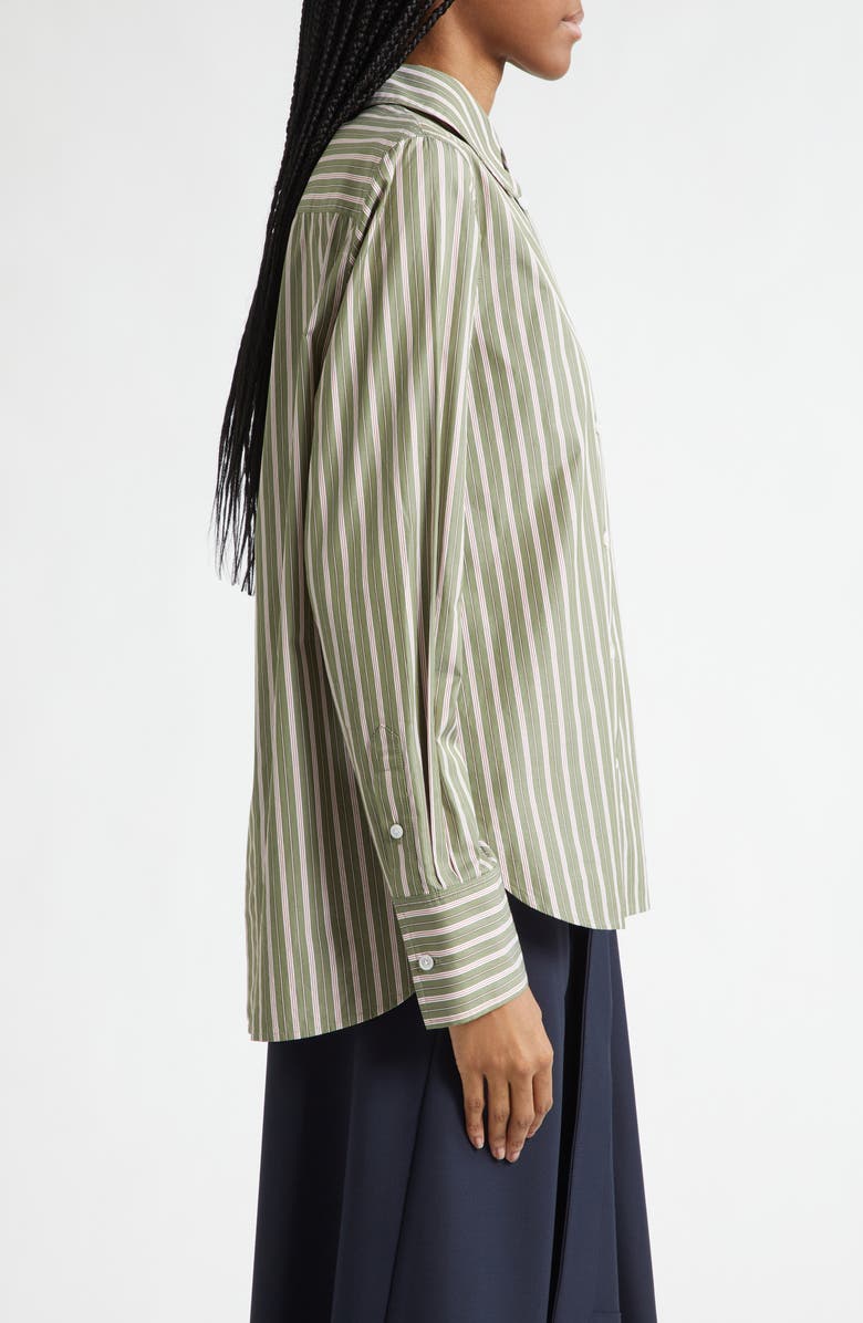 MONSE Back Cascade Stripe Button-Up Shirt, Alternate, color, Sage/ Multi