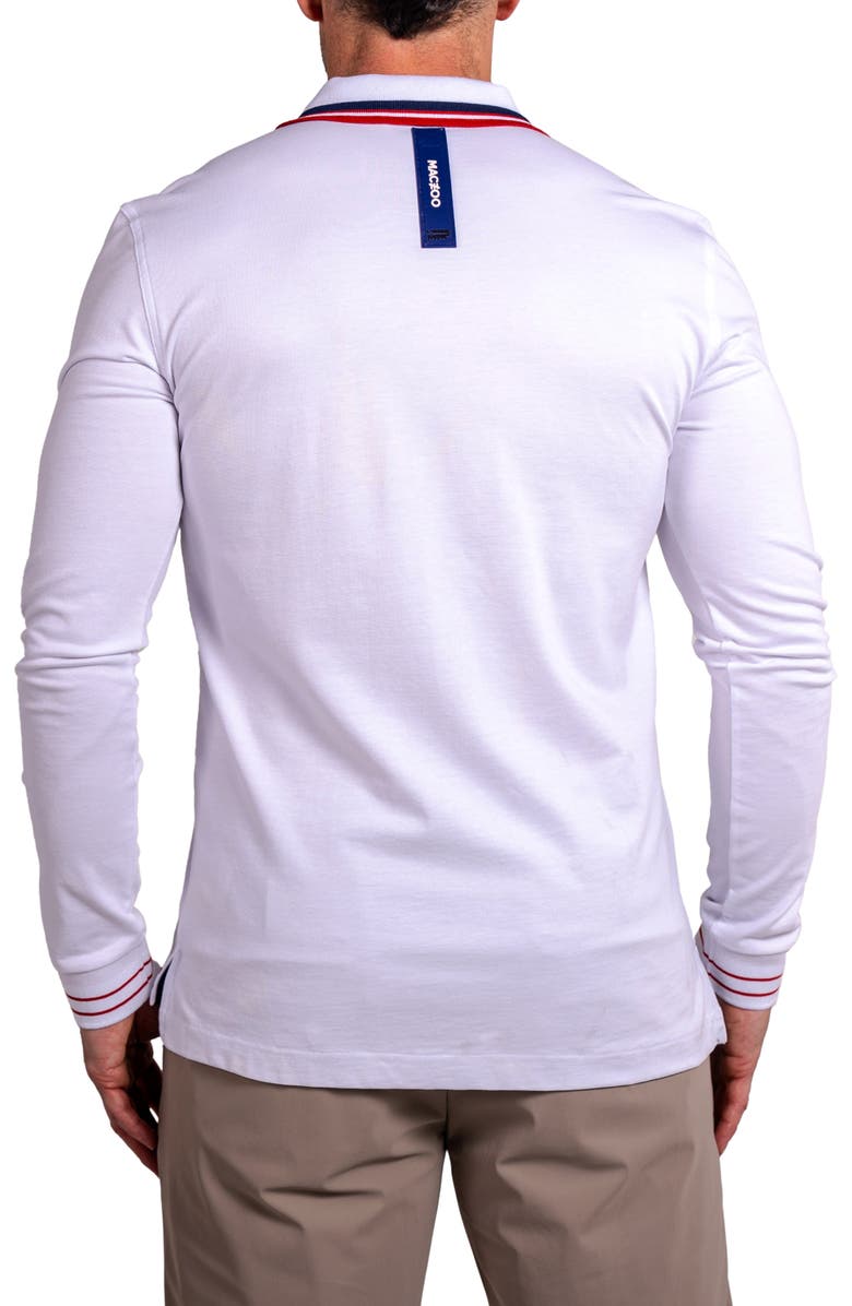 Maceoo Ascension 0081 Tipped Long Sleeve Polo, Alternate, color, White