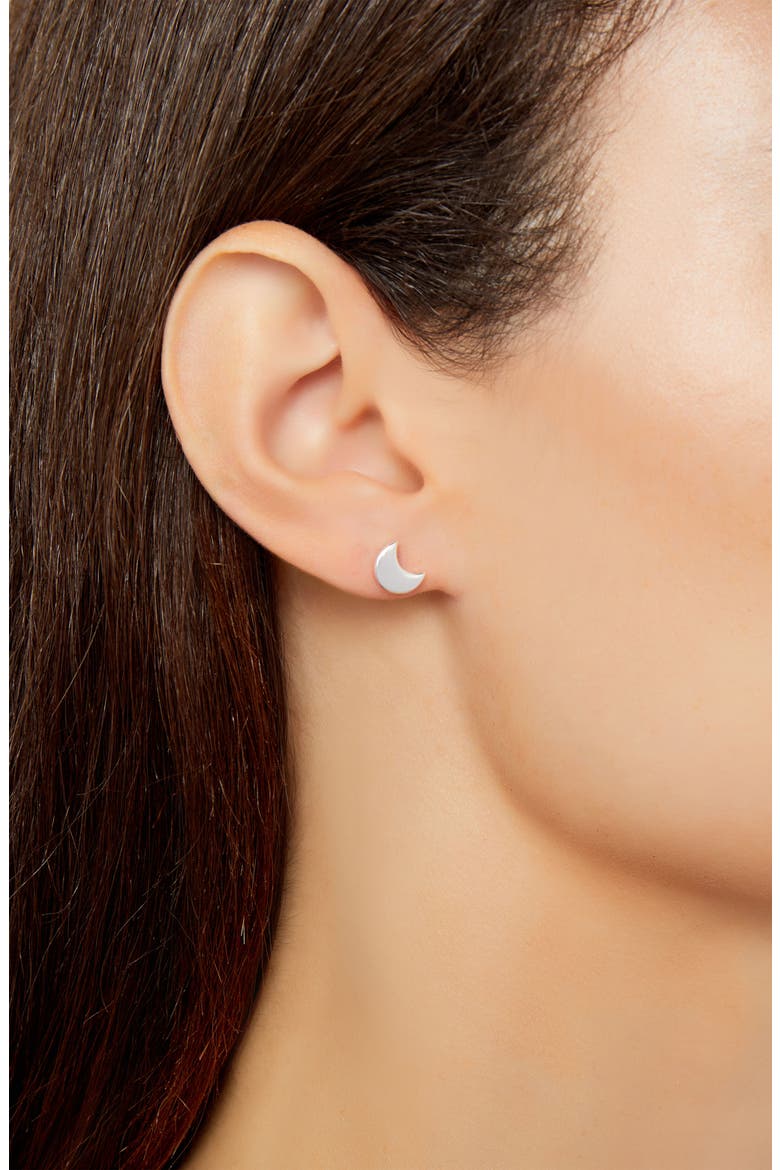 Argento Vivo Moon & Star Stud Earrings, Alternate, color, SILVER