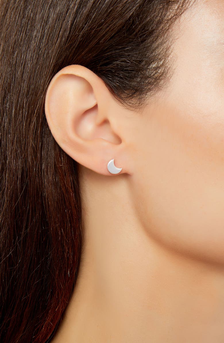 Argento Vivo Sterling Silver Argento Vivo Moon & Star Stud Earrings, Alternate, color,