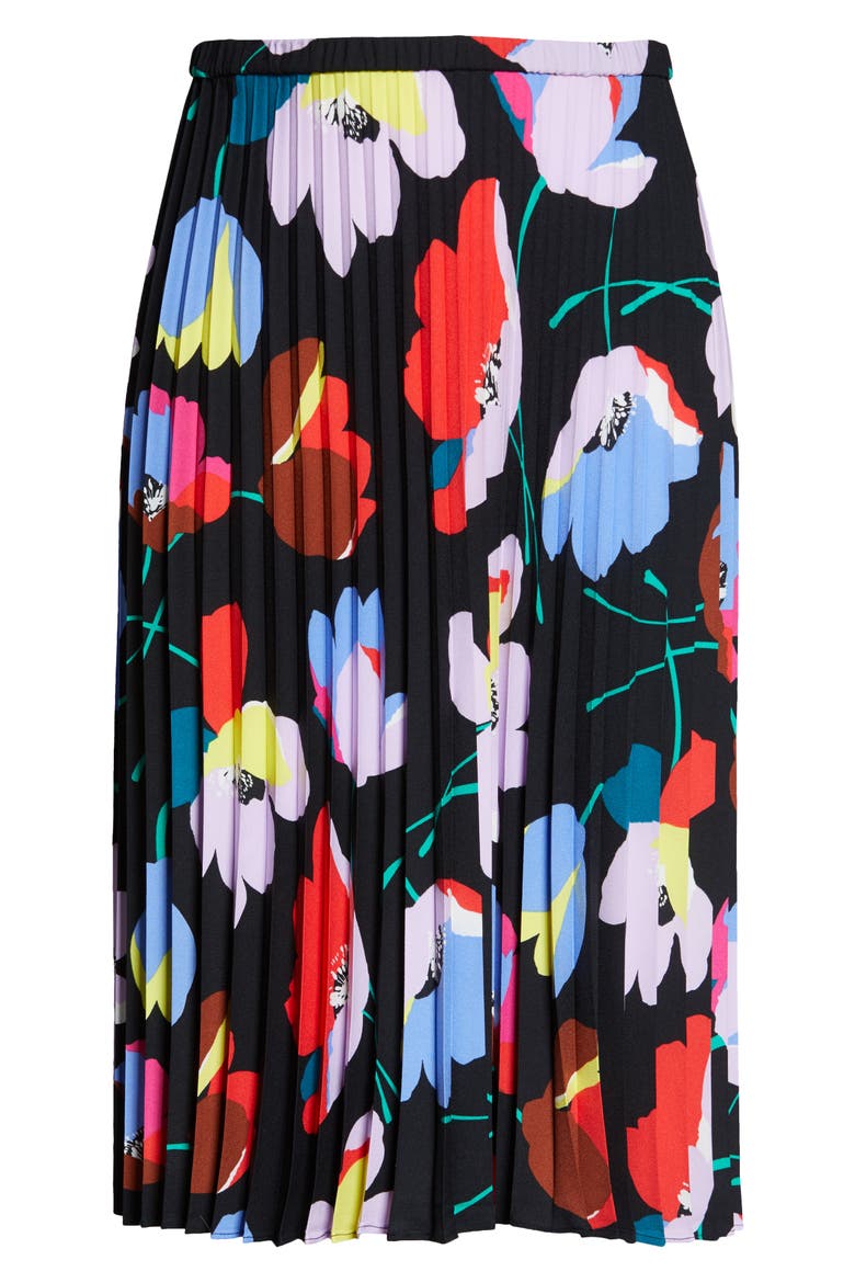 Pleated Midi Skirt, Alternate, color, BLACK MULTI RITA FLORAL