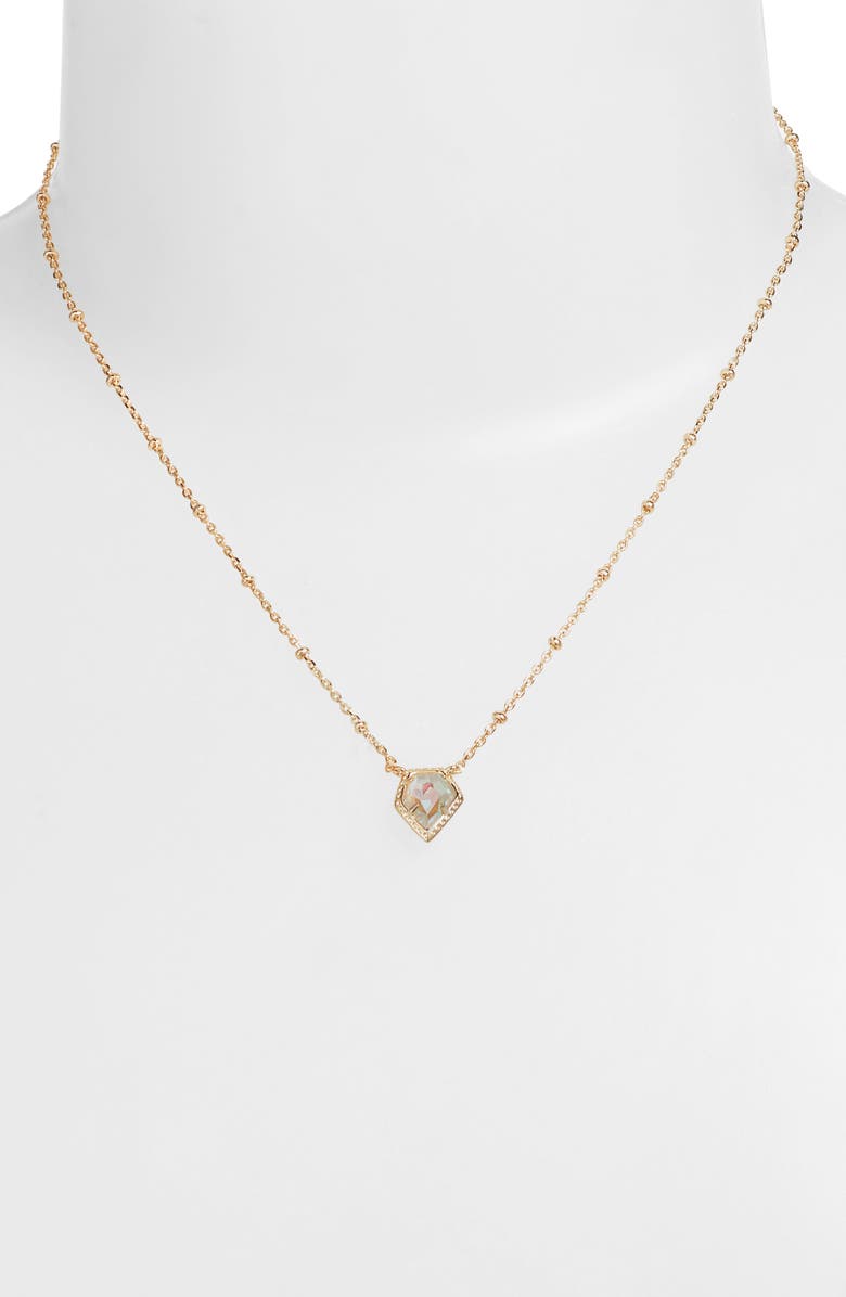 Kendra Scott Tess Station Chain Pendant Necklace, Alternate, color, Gold/ Dichroic Glass