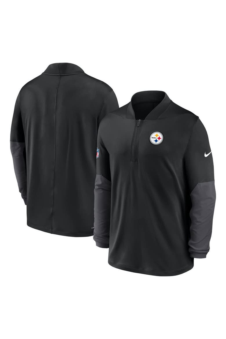 Men's Nike Black Pittsburgh Steelers Sideline Dri-FIT Half-Zip Pullover, Alternate, color, Black