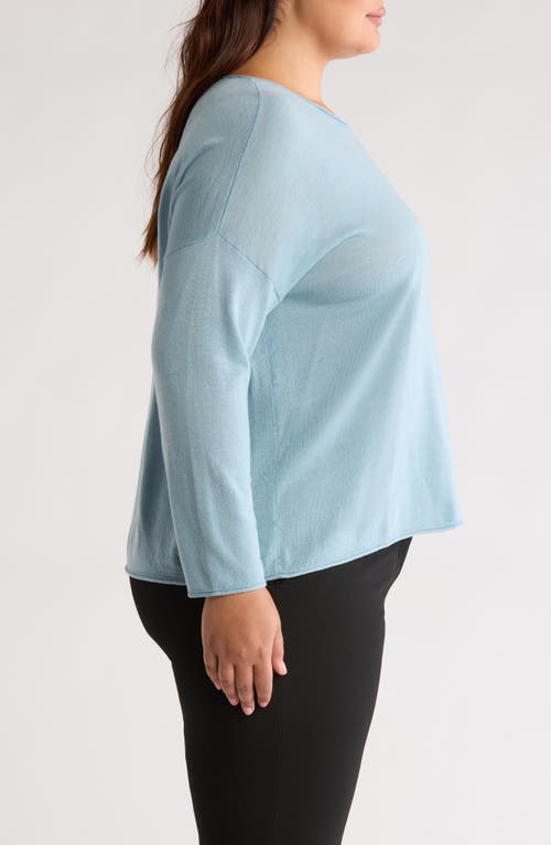 Eileen Fisher Jewel Neck Wool Sweater In Frost