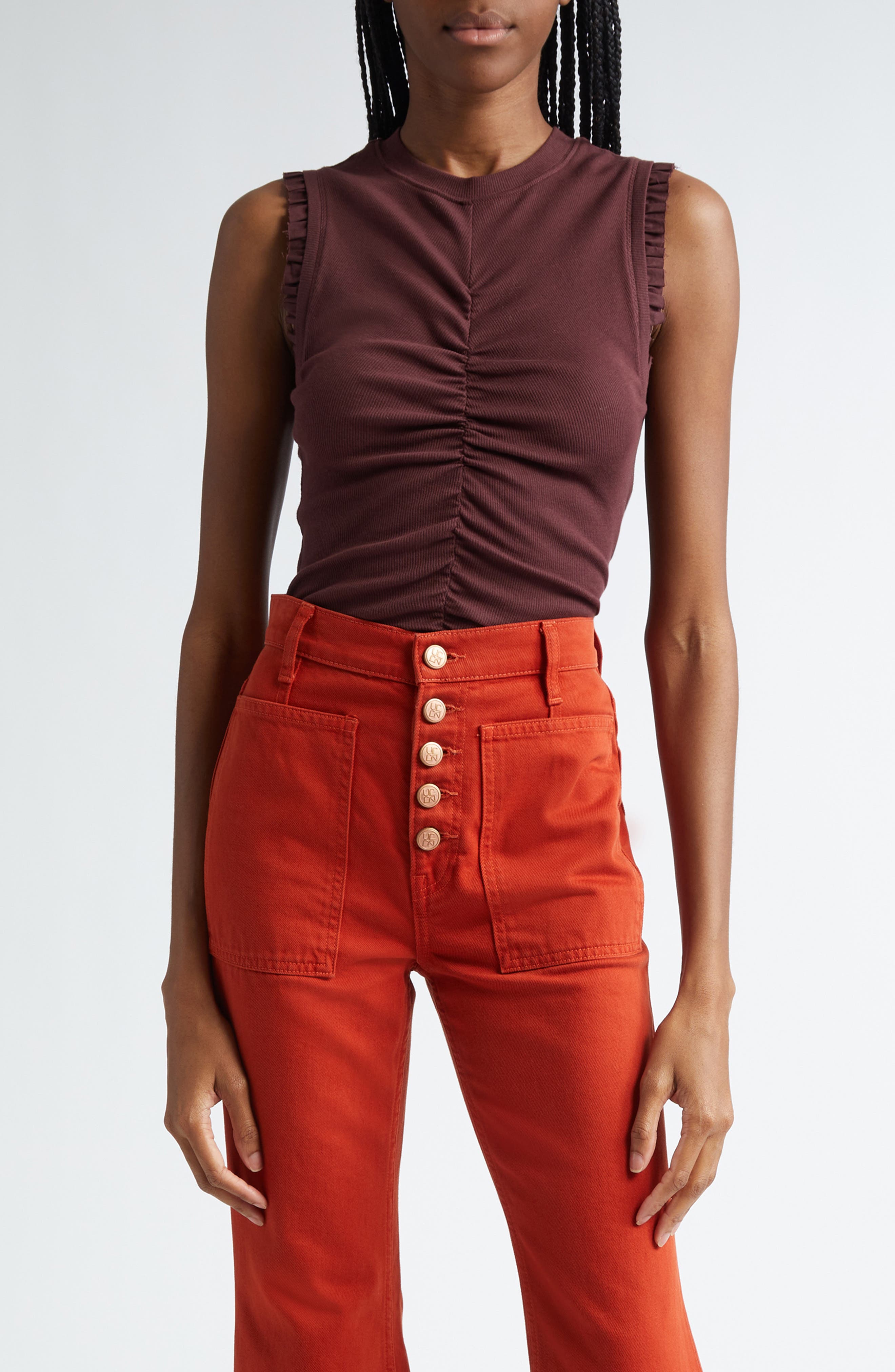Kyla Ruched Sleeveless Cotton Top