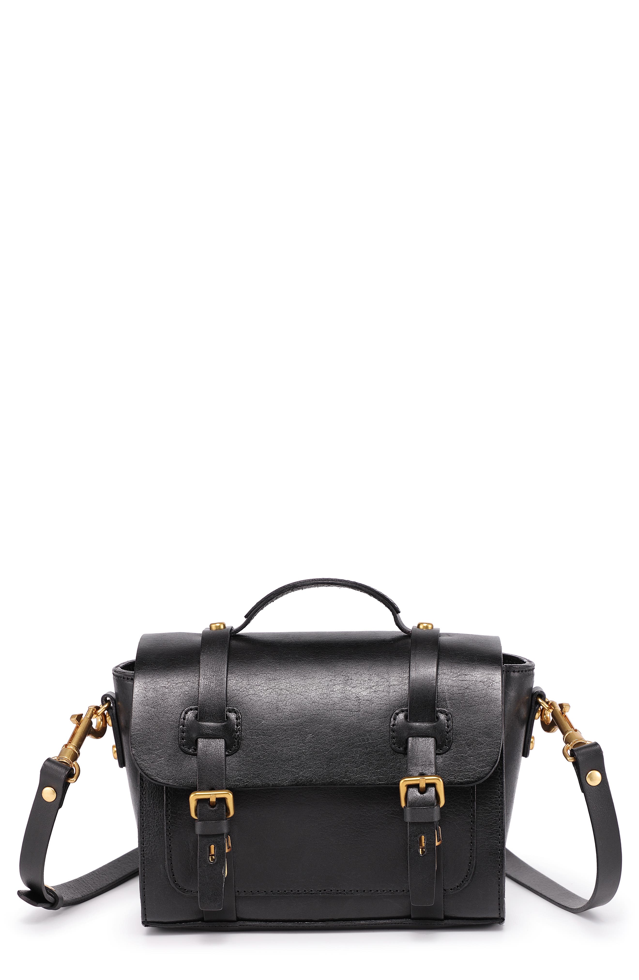 OLD TREND Ficus Leather Mini Satchel, Main, color, Black