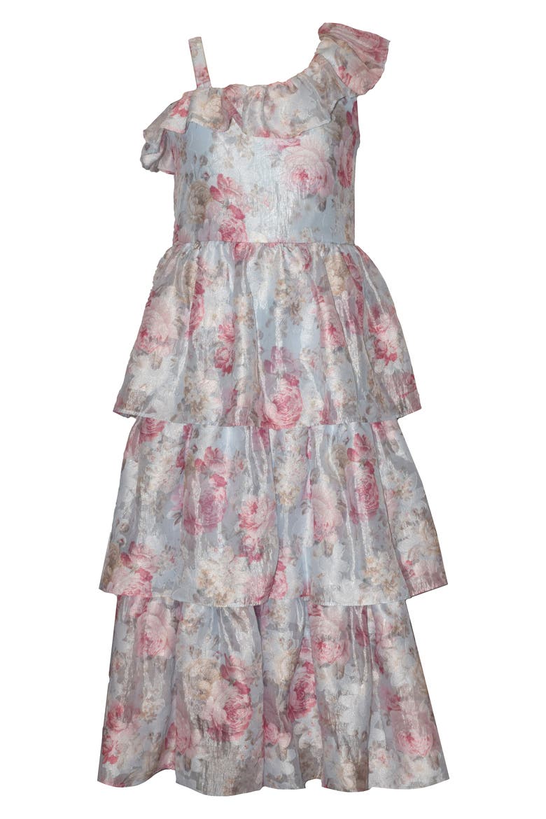 Kids' Floral Tiered Dress, Main, color, BLUE FLORAL