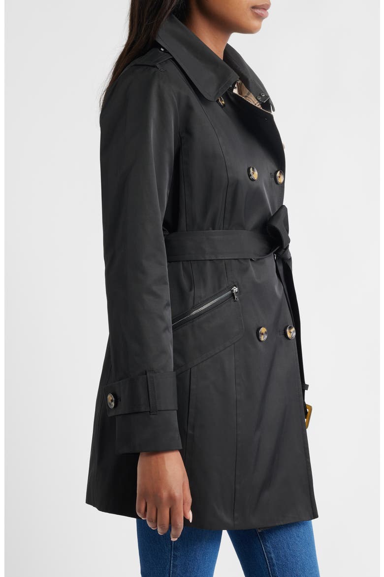 Double Breasted Trench Raincoat, Alternate, color, BLACK