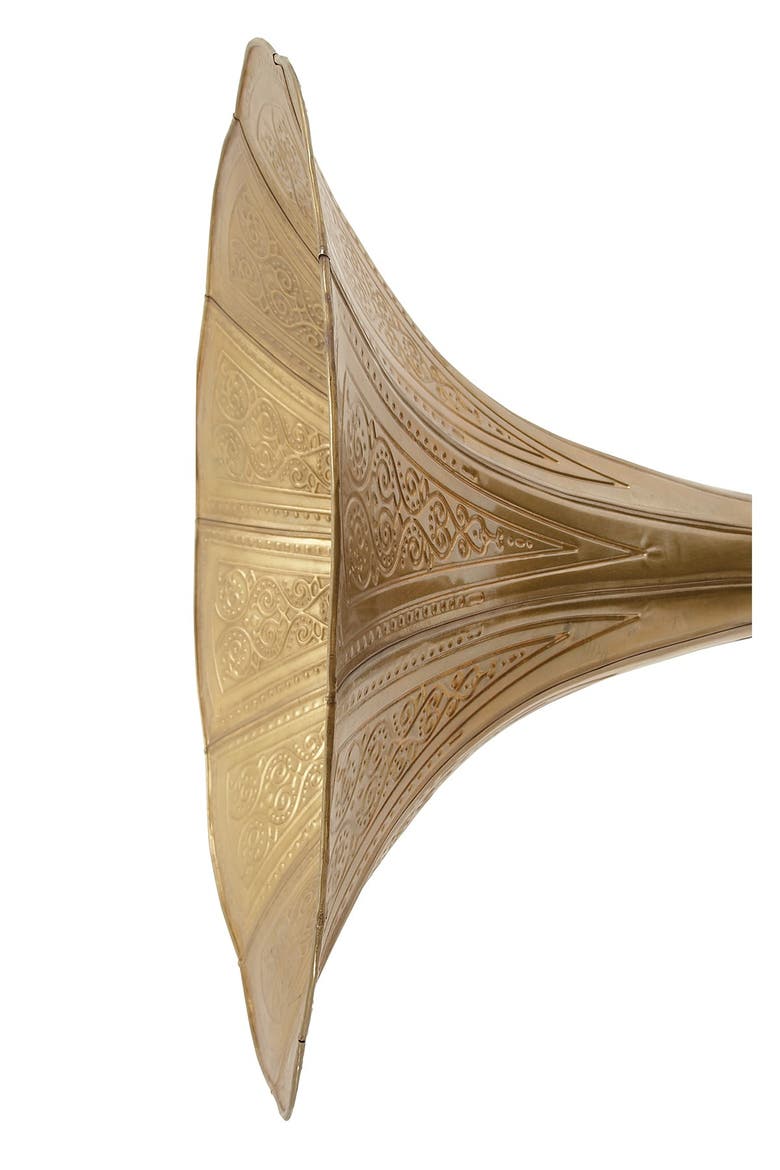 Brown Wood & Metal Vintage Gramophone, Alternate, color, BROWN