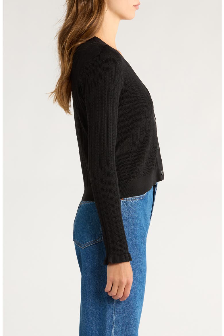 Pointelle Cardigan, Alternate, color, RICH BLACK