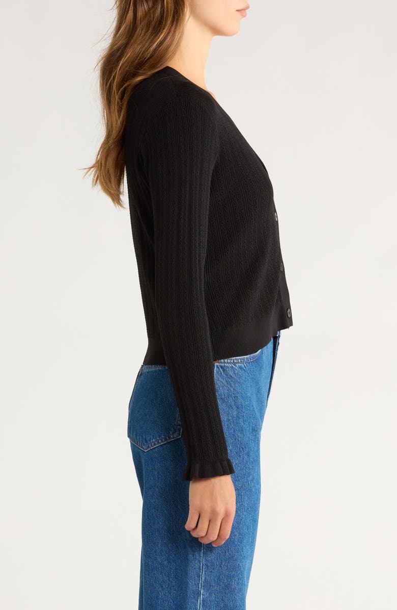 Ted Baker Pointelle Cardigan, Alternate, color, Rich Black