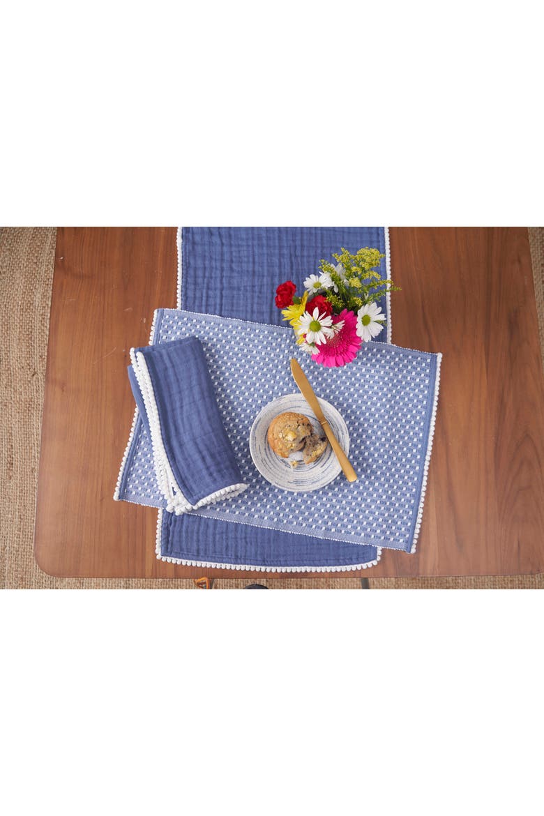 Bahar Sky Line 100% Cotton Set of 4 Placemats 14" x 20", Alternate, color, Blue