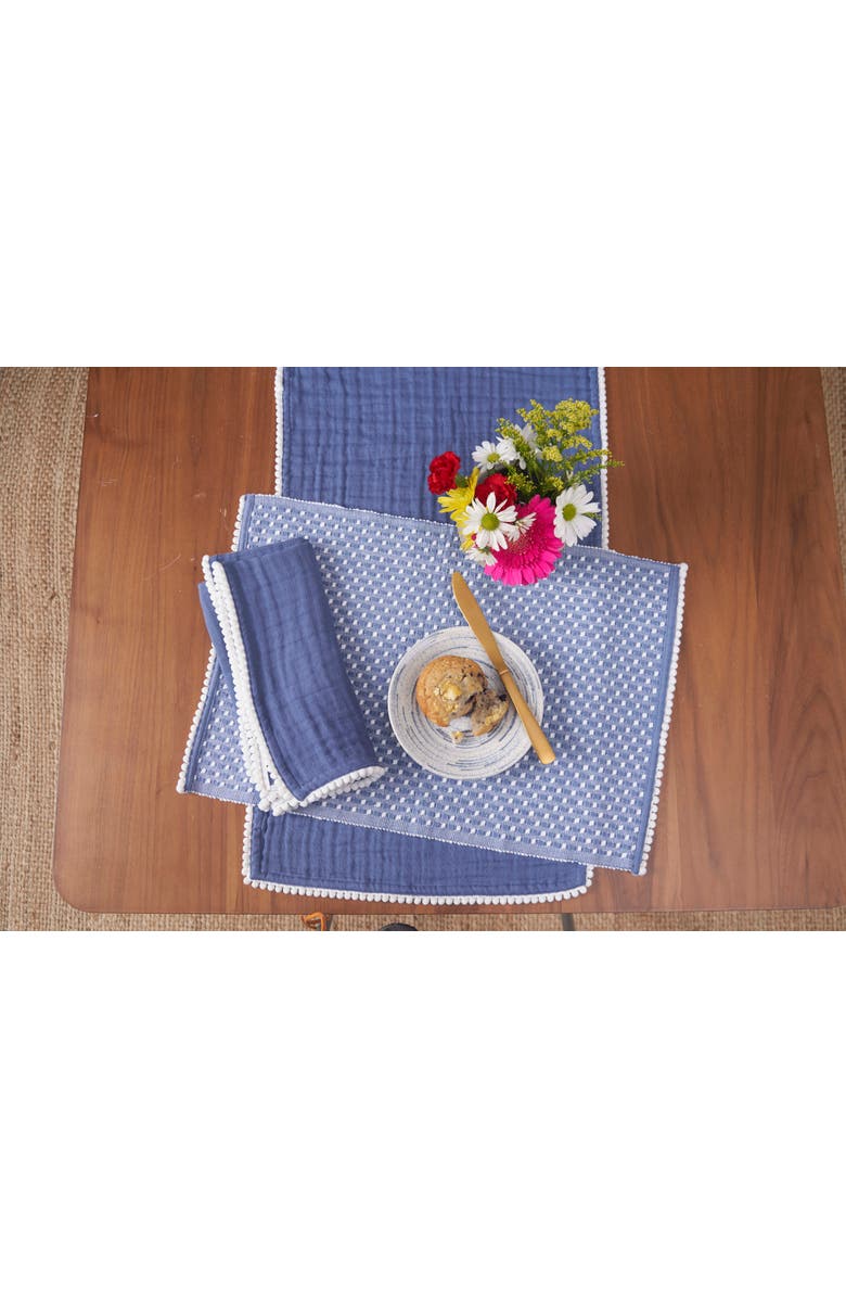 carol & frank Bahar Sky Line 100% Cotton Set of 4 Placemats 14" x 20", Alternate, color, Blue