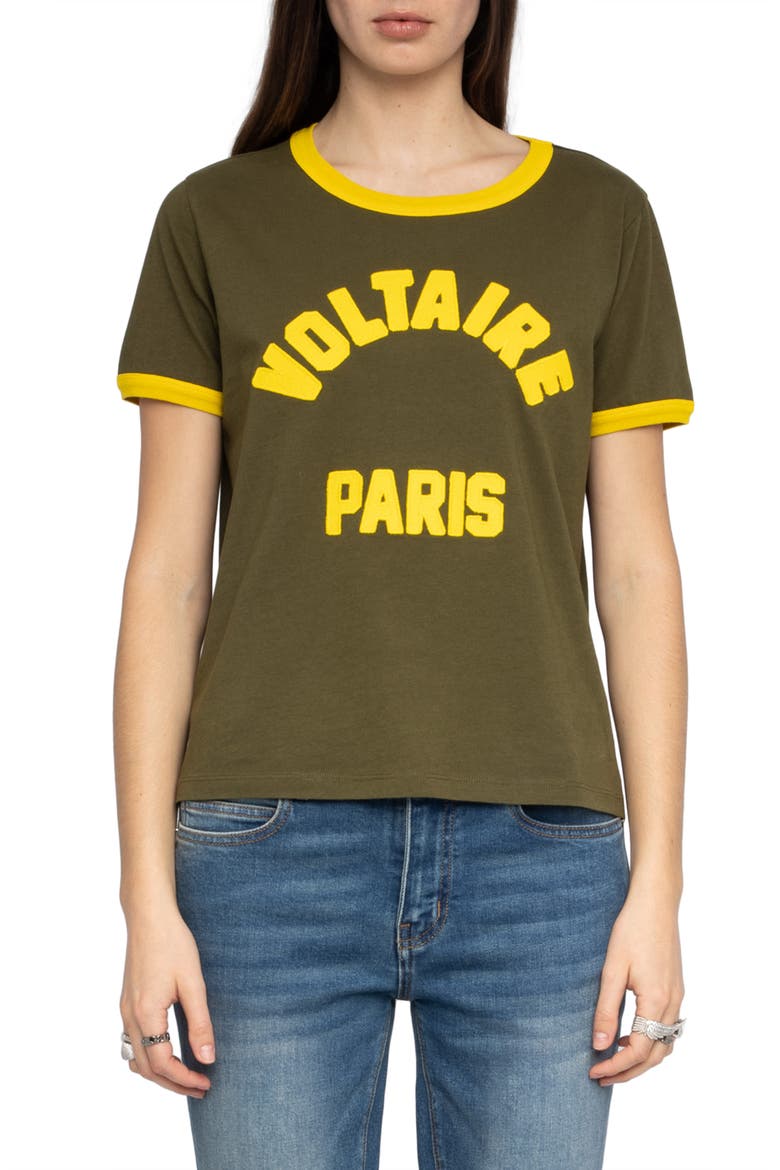 Alys Voltaire Paris Appliqué Cotton Graphic T-Shirt, Main, color, TILLEUL