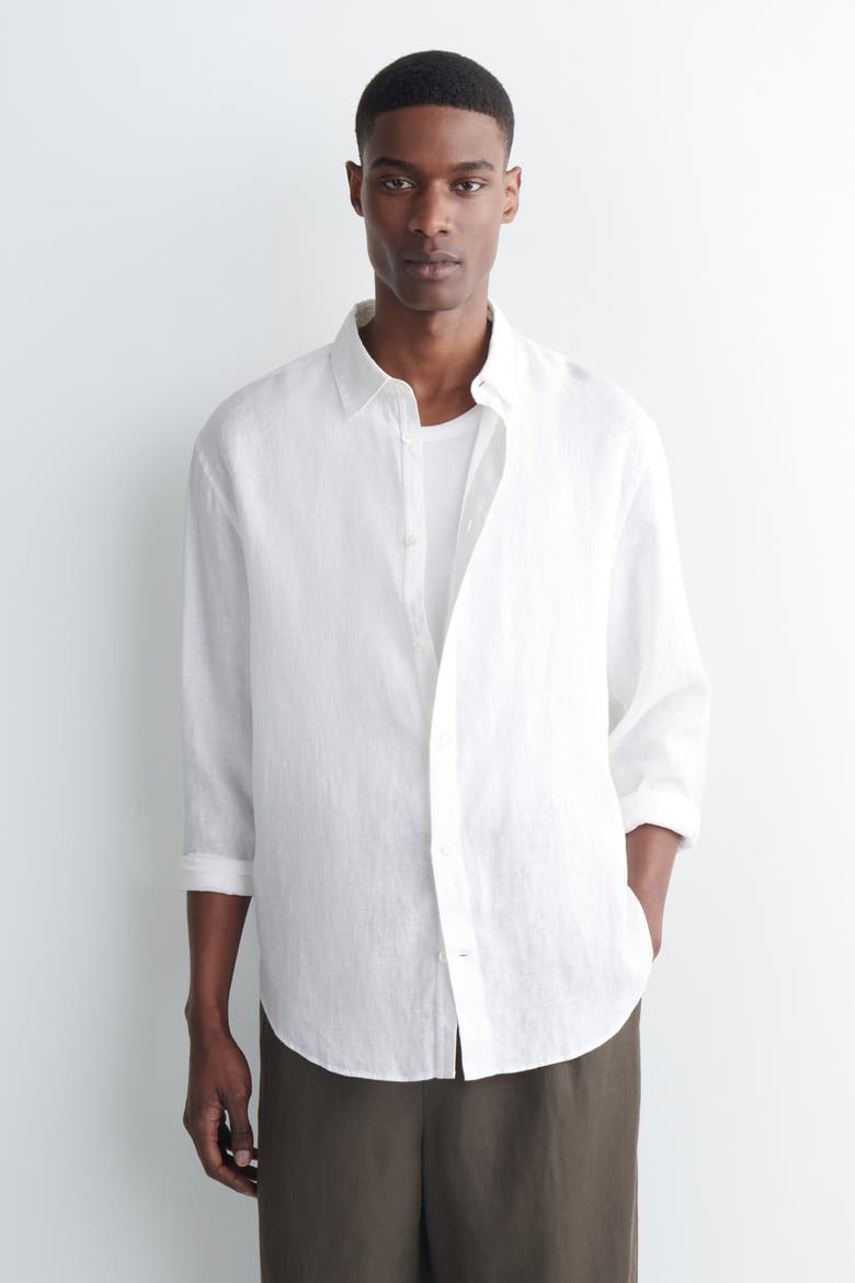 Relaxed Linen Shirt, Alternate, color, WHITE