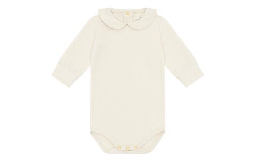 Vild House Of Little Ls Organic Cotton Collared Bodysuit In Ecru-no Dye