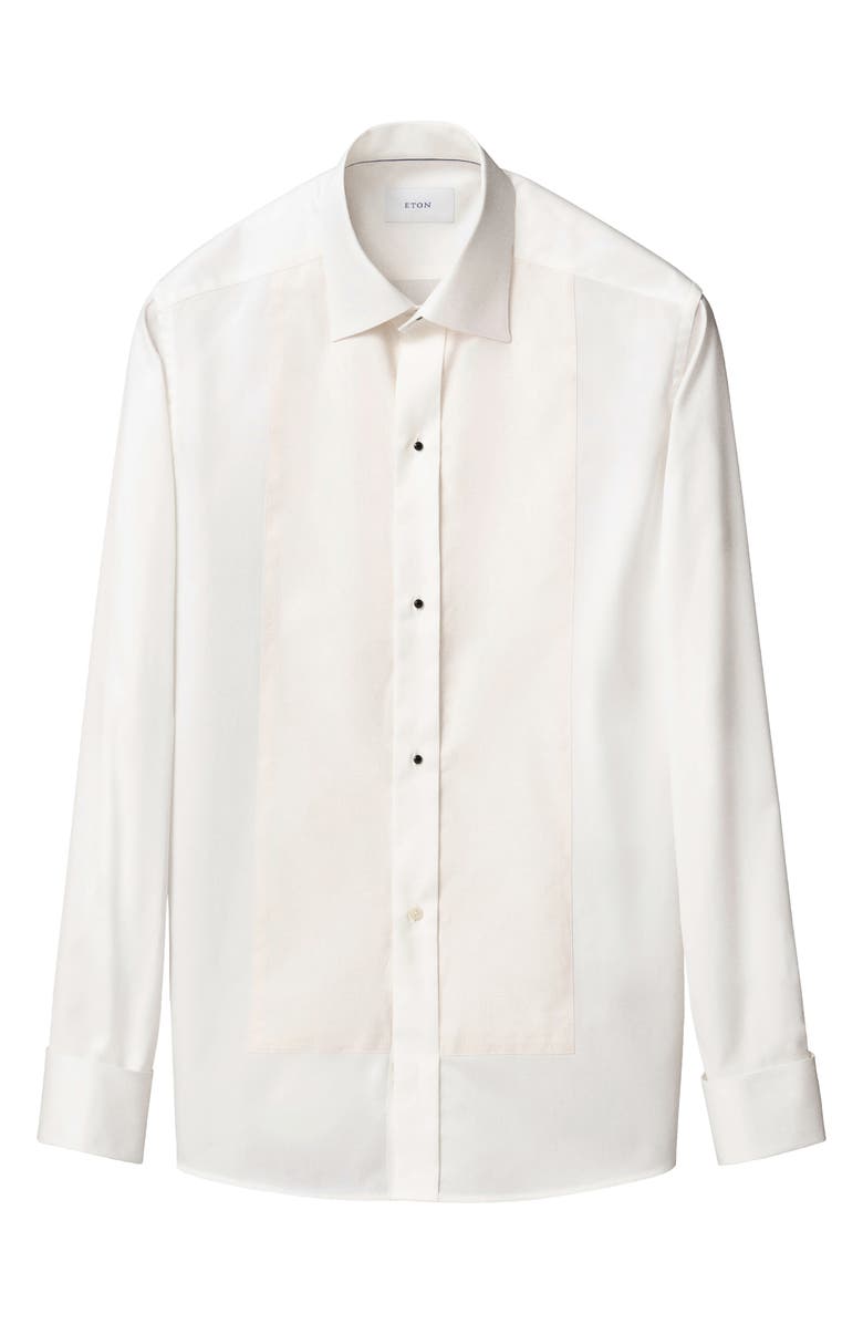 Eton Slim Fit Metallic Bibbed Tuxedo Shirt, Alternate, color, Natural